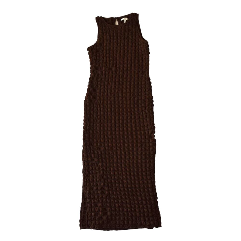 Rare London Brown Textured Maxi Dress Sleeveless Size 10